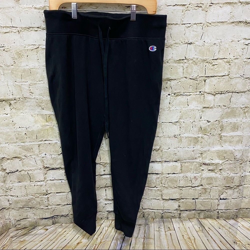 Champion Black Cotton Logo Jogger Pants